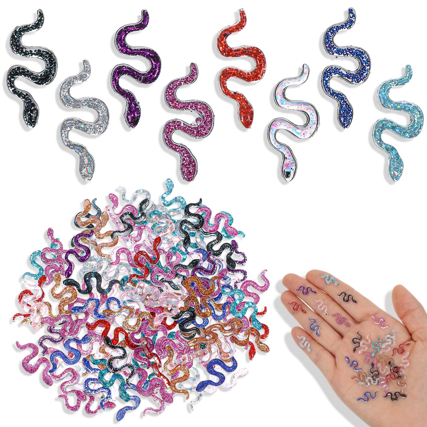 RAHHLIZS 100Pcs Mini Resin Snakes Figurines - Fake Snakes Miniature for Dollhouse Fairy Garden Micro Landscaping DIY Crafts Decoration Supplies