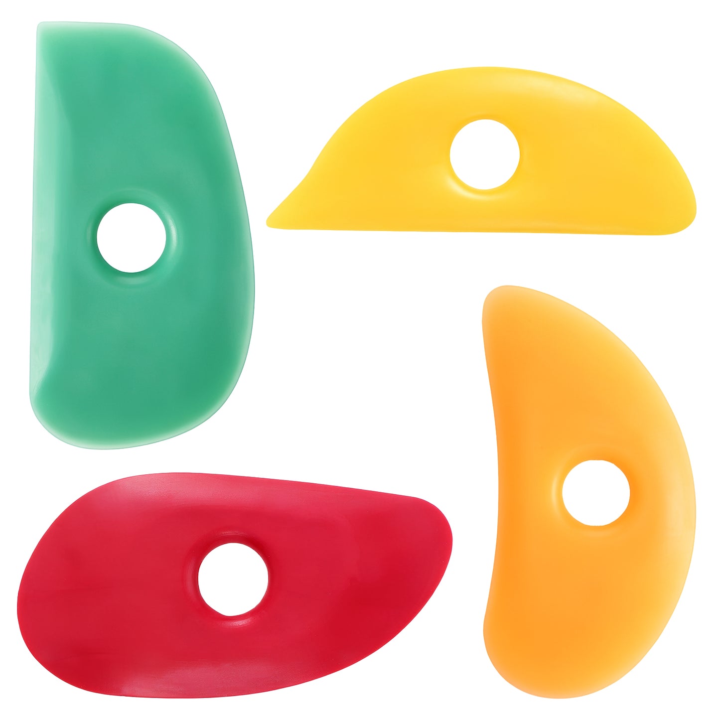 4 Pcs Pottery Ribs, Clay Sculpting Tool Soft Silicone Colorful Pottery Mud Ribs Tool Rubber Clay Ceramic Rib for Adult DIY Smooths Shapes Sculpting Tools, Mud, Trimming, Throwing, 4 Styles