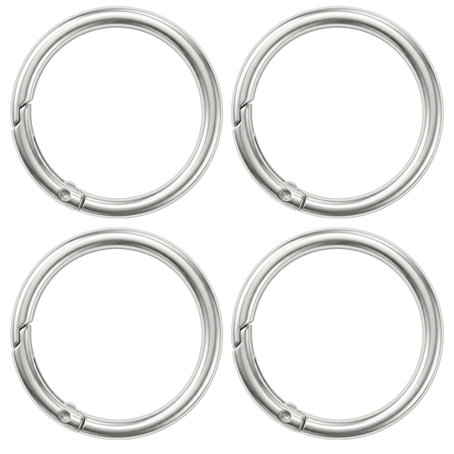 Matwsec 4 Pack 1.5 Inch Round Carabiner, Metal O Ring Clip Spring Snap Hook Keychain, Heavy Duty Silver Circle Key Ring for Keys, Purse, Bag Strap, Paracord & DIY Crafts