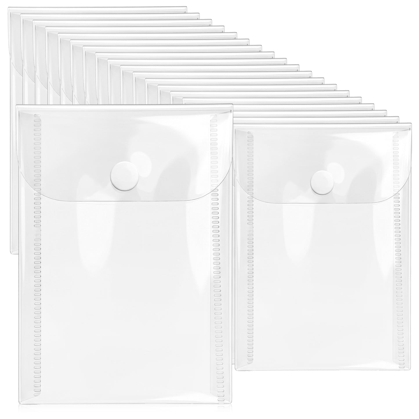 Shimmeroo 20Pcs Clear Envelope Pouch 3 x 5 Inch Clear Plastic Envelope Pouch with Snap Closure Transparent Plastic Envelopes for Documents Sticker, Receipt Holder