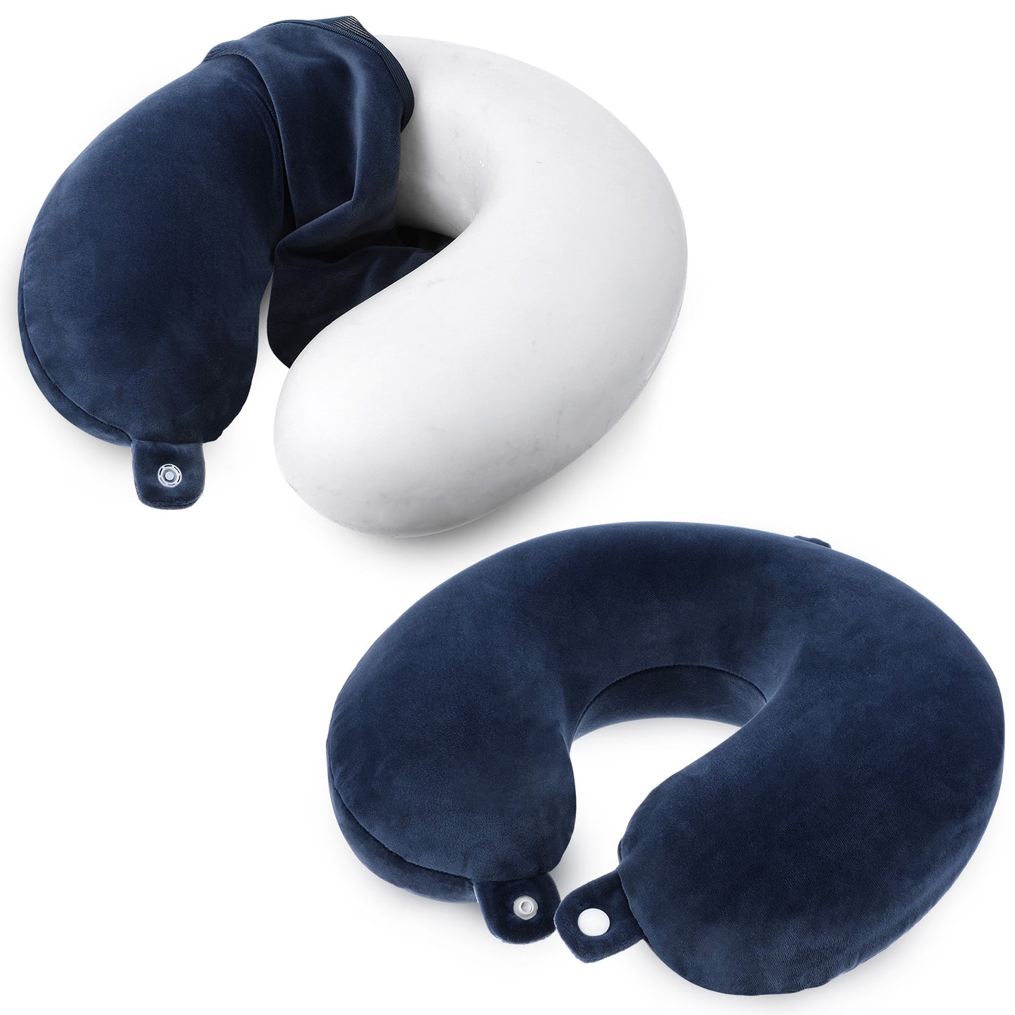 2 Packs Travel Pillow Cover Reusable Blue U Shaped Neck Pillow Covers with Zipper, Travel Pillows Case Covers Replacement Washable Soft Smooth Airplane Pillows Cover Stripe Comfort Travels Accessories