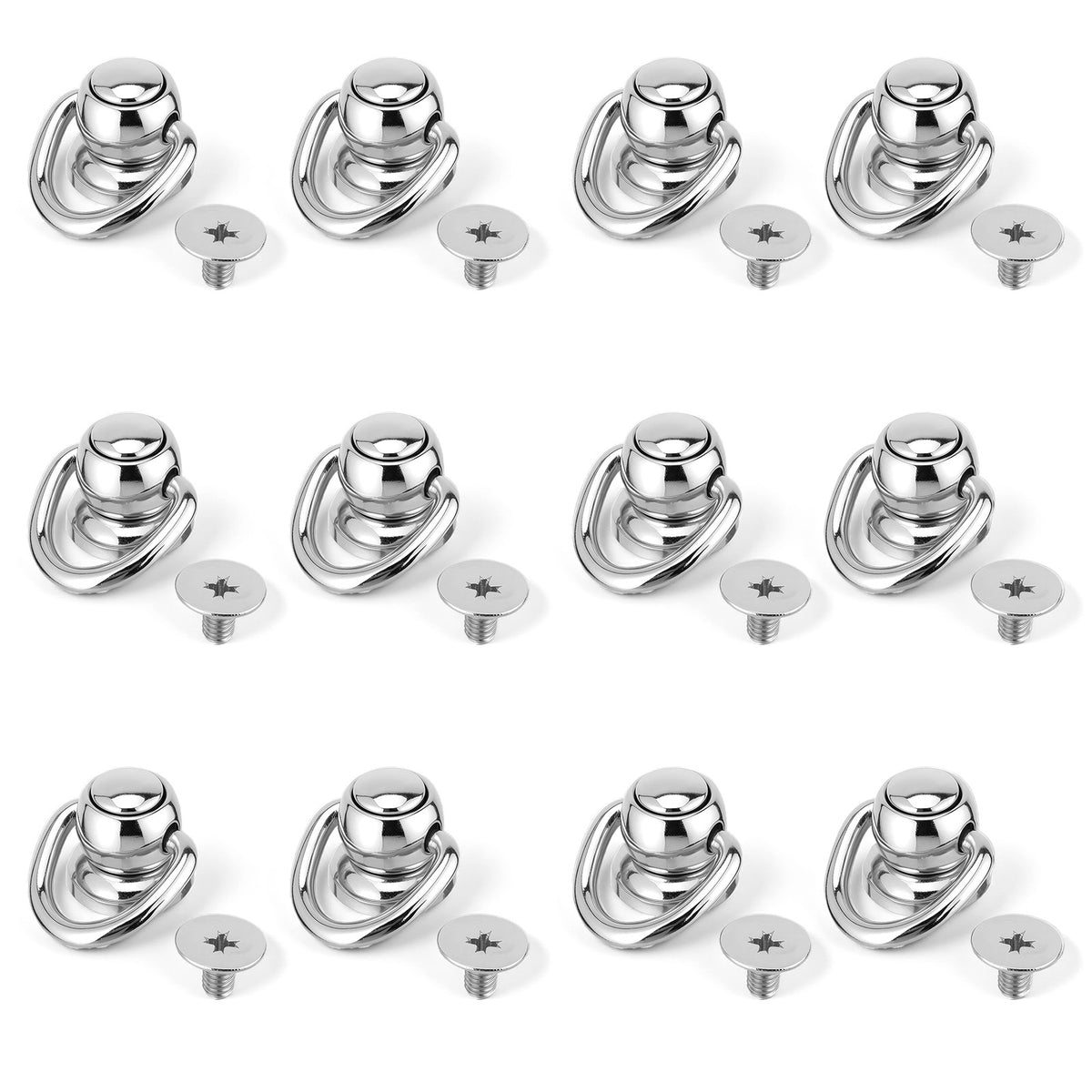 Chsoejuf 12PCS 360° Rotatable D Rings for Purse with Stud Screw Ball Rivets