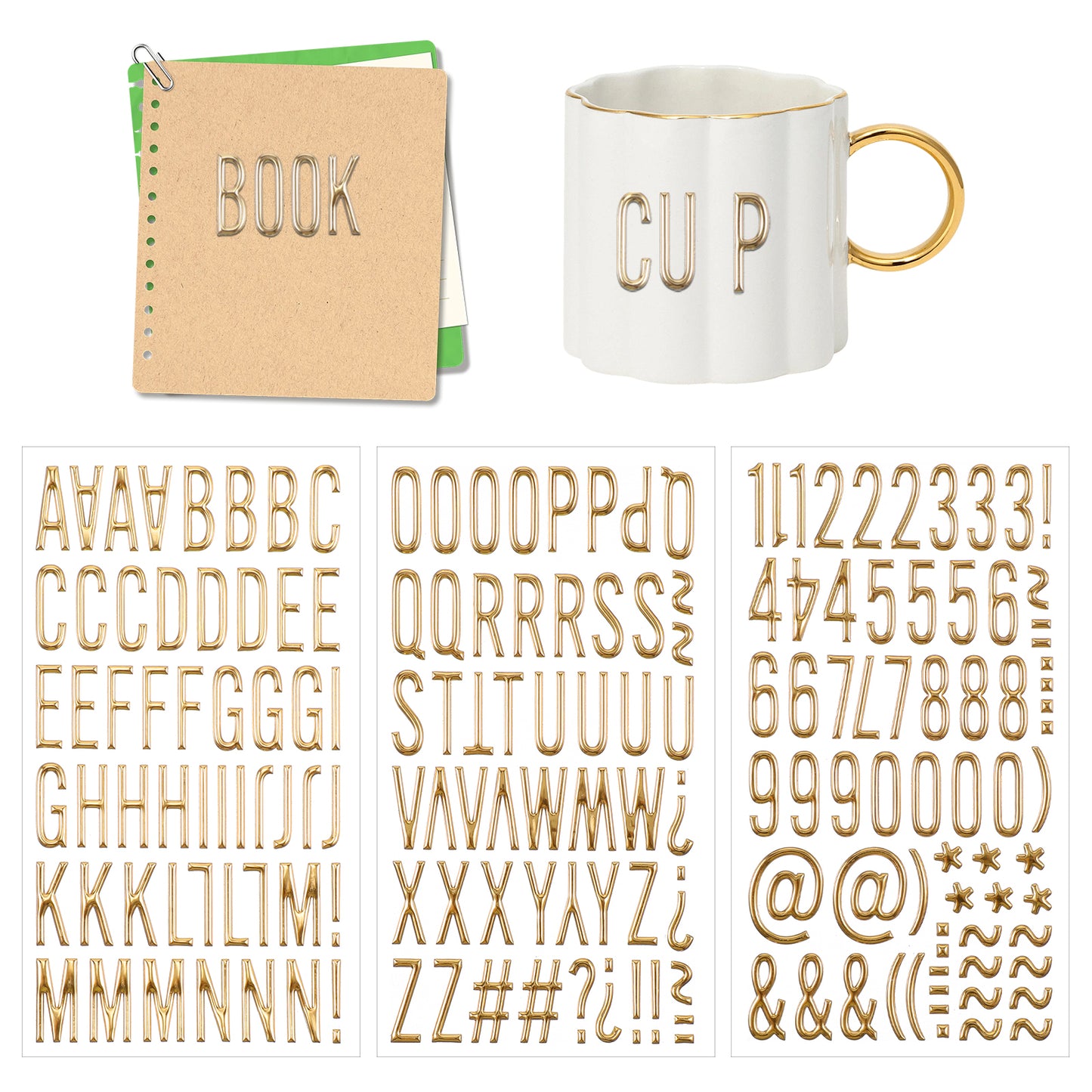 Xinjoduz 3 Sheets 170 PCS 3D Gold Letter Stickers 1 Inch Glitter Puffy Letter Sticker Self-Adhesive Gold Alphabet a to Z Number 1 to 9 Stickers for Scrapbooking Poster Mailbox Grad Cap DIY Craft Gifts