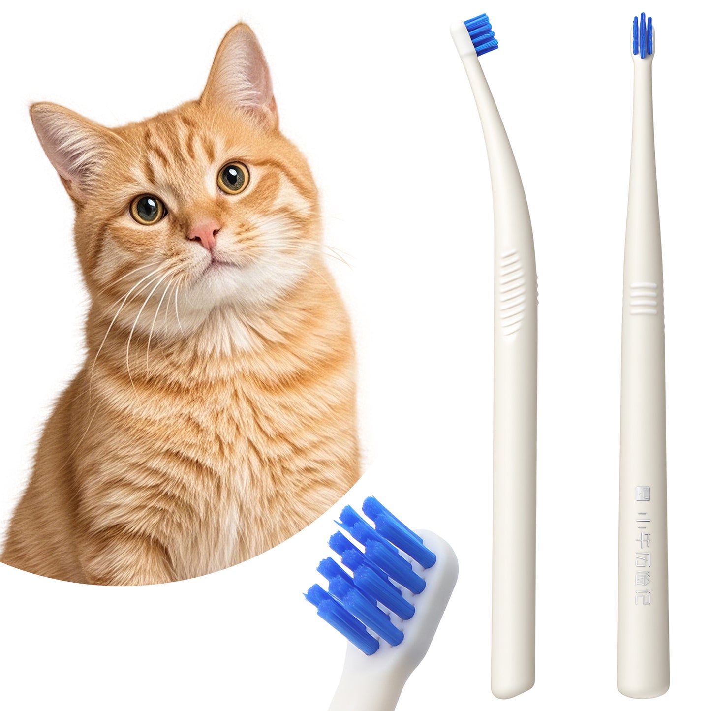 Ouligay 2 PCS Cat Tooth Brush Small Dog Toothbrush Ultra Soft Pet Toothbrush with Micro 15° Curved Brush Head for Kitten Puppy Tiny Pet Daily Deep Dental Clean