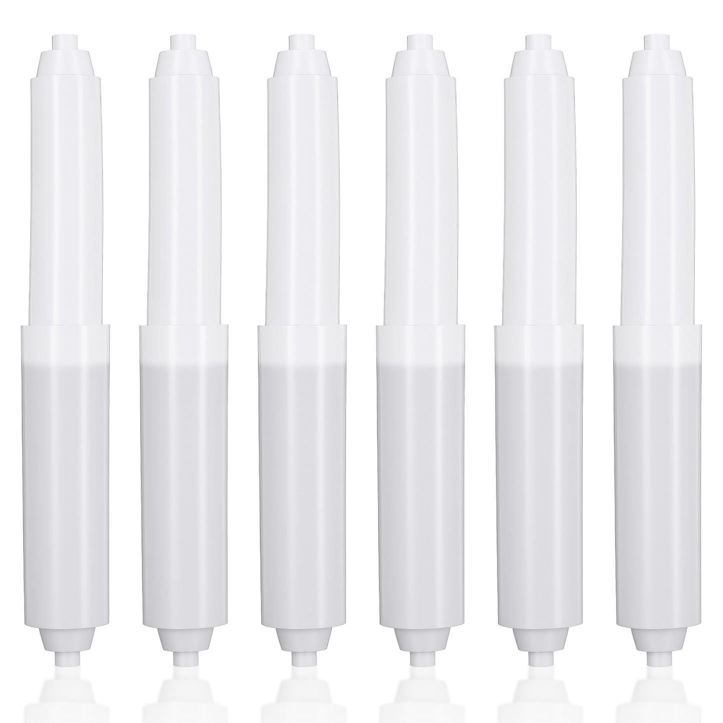 6 Pack Toilet Paper Holder Replacement Rods, Spring Loaded Plastic Tissue Roll Holder Insert, Adjustable Bathroom Toilet Paper Roller Spindle (White)