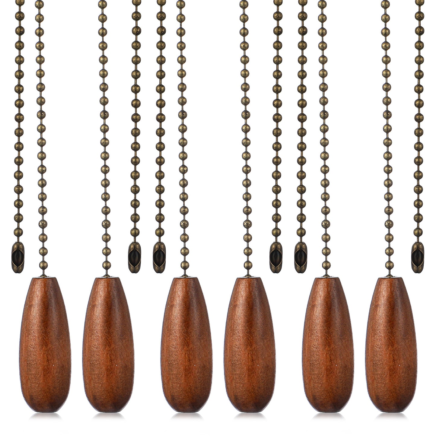 16.73 Inches Ceiling Fan Pull Chain Extender, 6 Pack Wooden Decorative Pendant Extension Chains, Ceiling Fan Pull Chains Beaded Ball Fan Cord Extender Ornament For Ceiling Light Lamp Fan (Walnut)