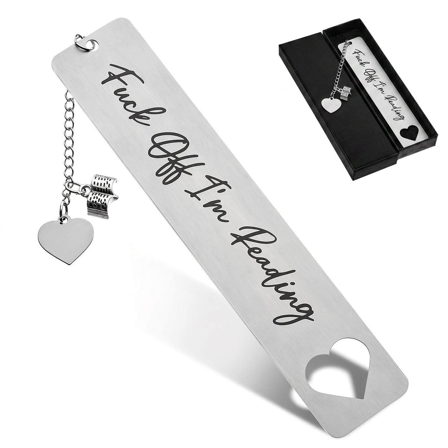 Tyqour Funny Metal Bookmark with Gift Box Fun Bookmarks Gifts for Book Lovers Book Marks for Reading Women Book Accessories for Friends Christmas New Year Birthday Graduatio(Silver)