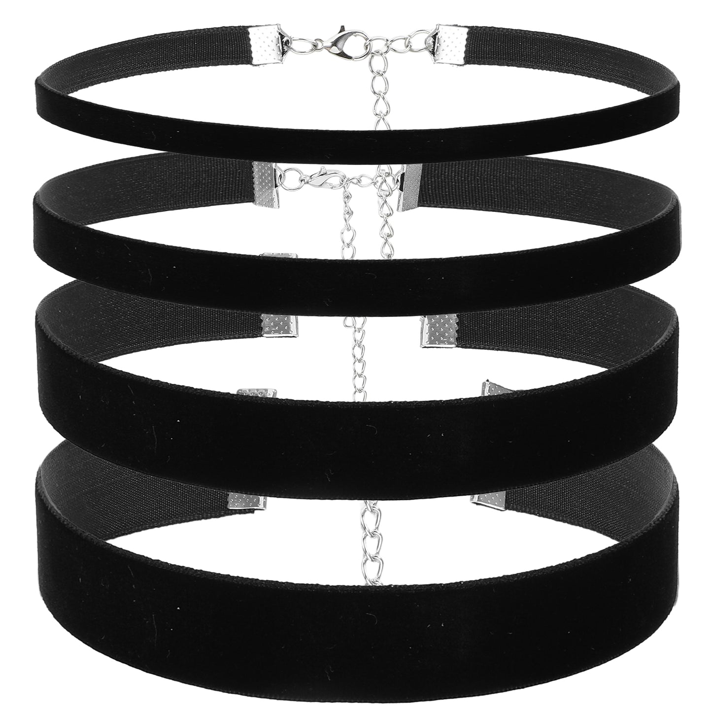 Teaaha 4 Pcs Black Choker Necklace Set for Women, Black Velvet Choker Necklace Adjustable Gothic Classical Collars Velvet & Lace Adjustable Chokers Necklaces for Girls