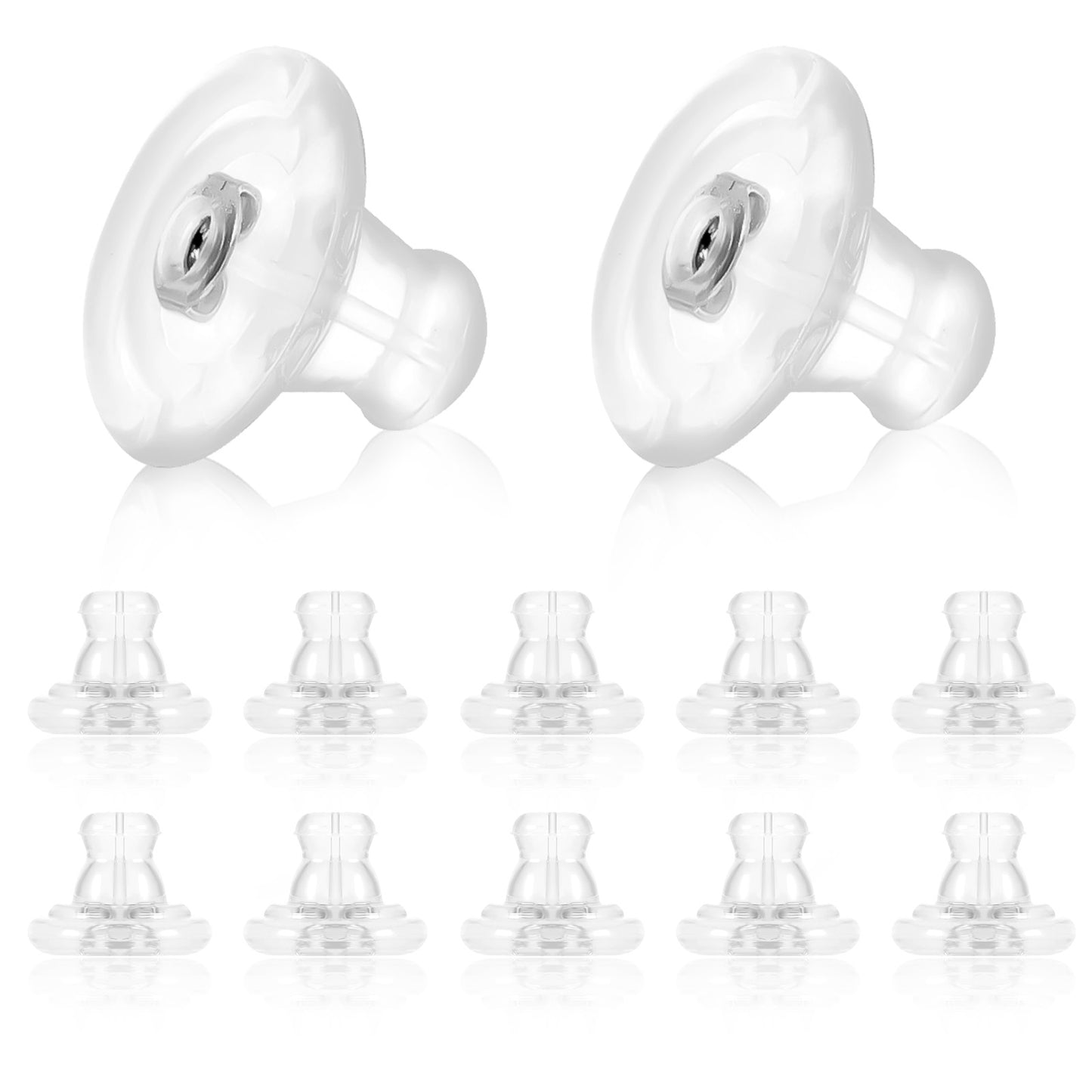 Mabor 12 PCS Earring Backs for Studs, Secure Earring Backs Lifters with Silver Metal Core for Droopy Ears, Replacement Earrings Stoppers for Women Men Jewelry Accessories