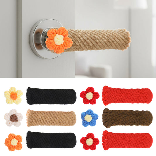 Xinjoduz 6 PCS Door Knob Cover Anti-Collision Door Handle Protector Knitted Anti-Scald Doors Handle Protective Sleeve Inserts for Summer and Winter Hot Cold Doors (Multicolor)