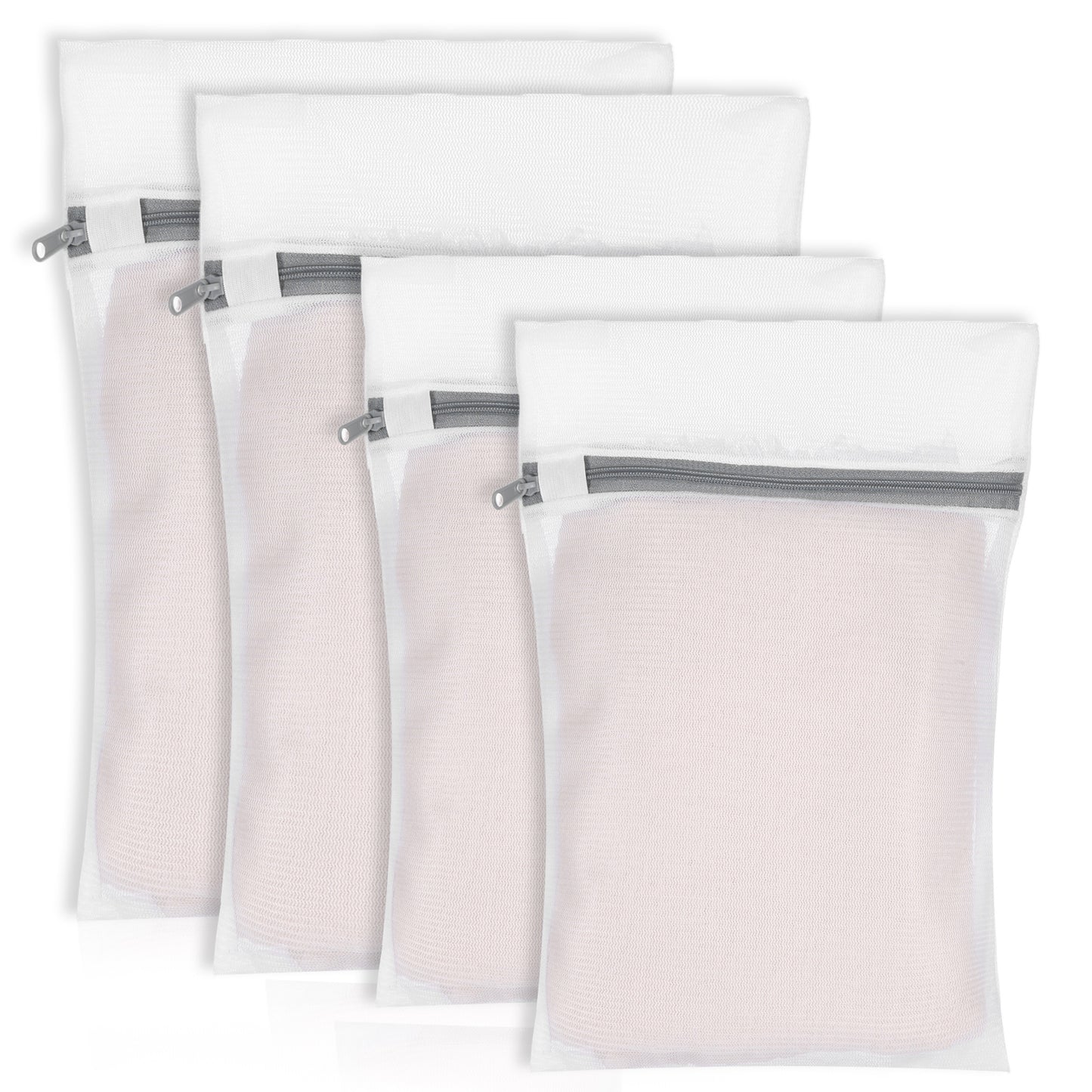 2PCS Mini Durable Mesh Laundry Bags for Delicates (12inx8in) and 2PCS Small Gentle Lingerie Bags for Washing Delicates (16inx12in), Mesh Wash Bag, Garment Bag for Washing Machine, Bras, Socks Grey