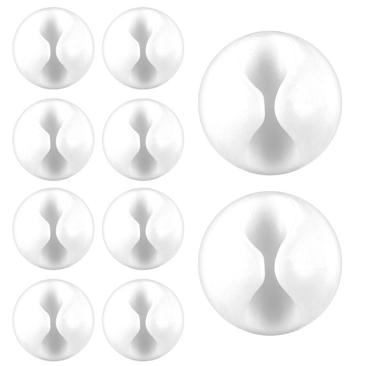 Xinjoduz 10 PCS Mini Cable Clips, Wire Organizers for Cords Dust-Proof Adhesive Cable Management Clips Phone Cord Holder for Nightstand, Desk, Home, Office, Car, Cubicle(White)
