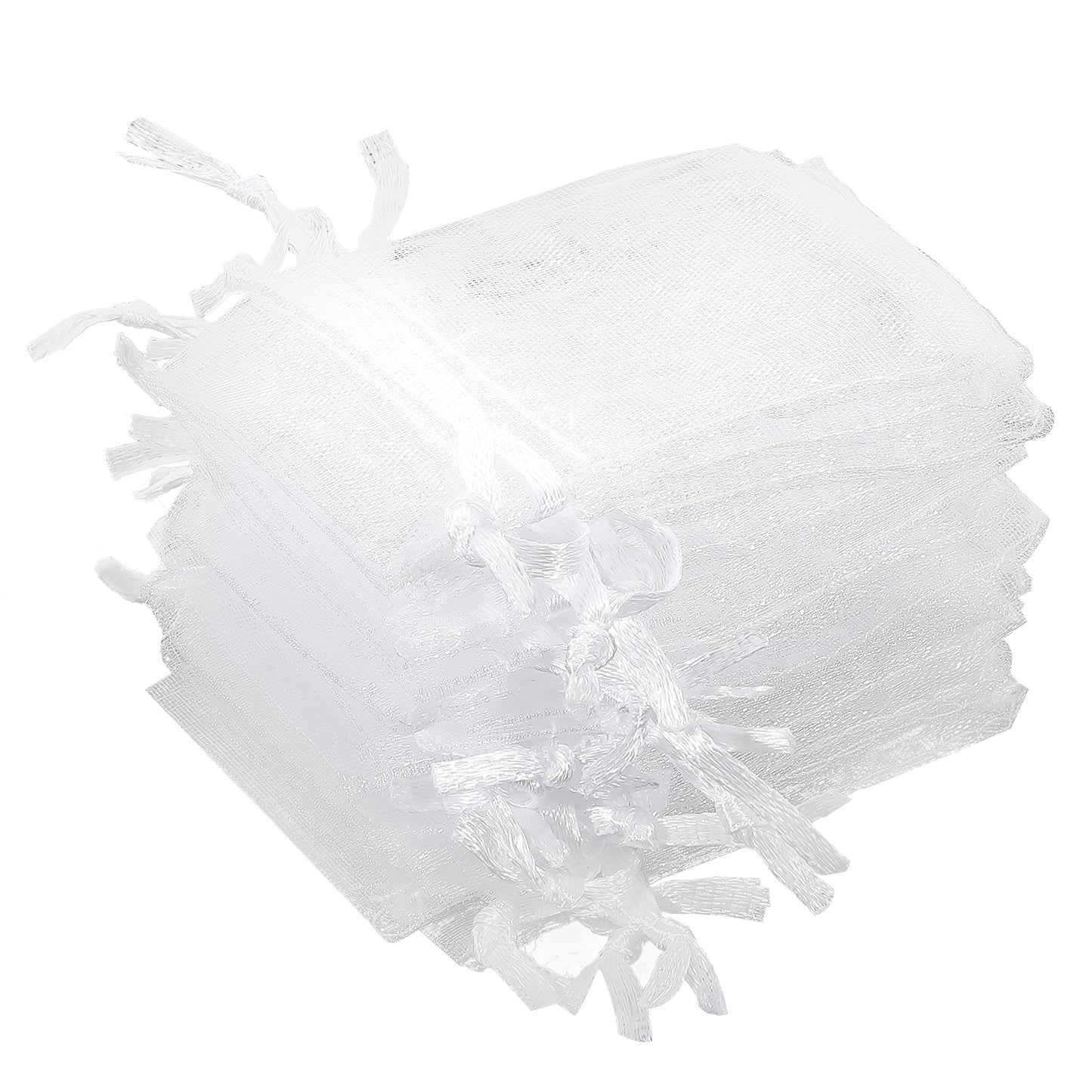 Teaaha 100PCS Small Mesh Bags Drawstring 2x3 Inch White Organza Bags, Little Sheer Jewelry Bags Party Favor Bag with Drawstring, Mesh Gift Pouches Mini Candy Bags for Wedding Christmas Party