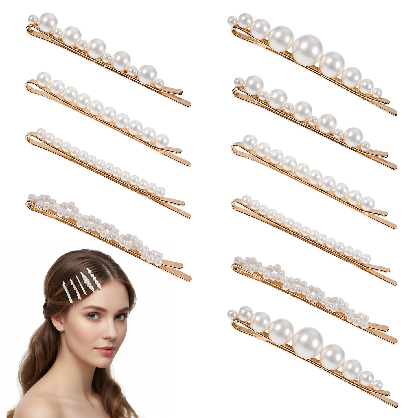 Shimmeroo 10Pcs Small Pearl Hair Clips for Women,French Pearl Bobby Pins for Hair Wedding Bridesmaid Decorative Barrettes