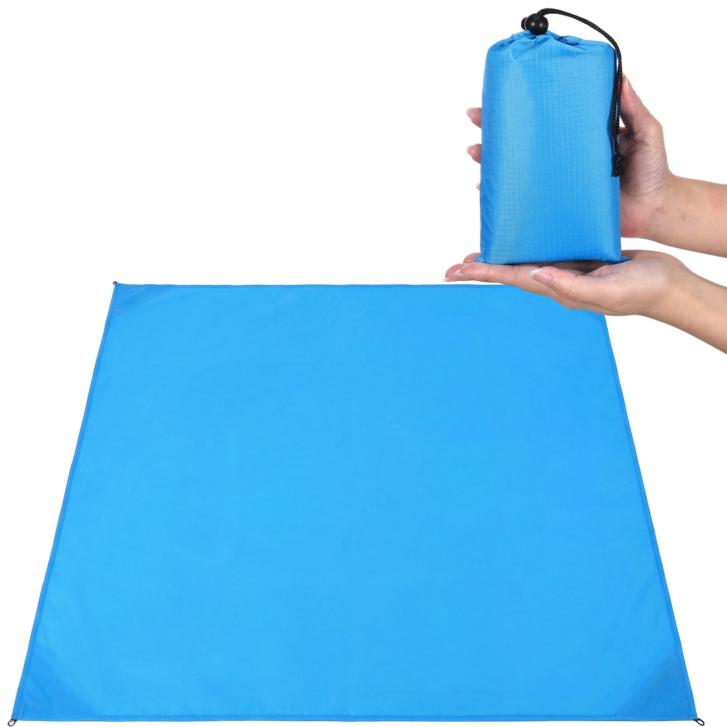 Bremorou Pocket Picnic Blanket, Beach Blanket Waterproof Sandproof Beach Mat, 55.1" x 59" Compact Foldable Picnic Blankets for Hiking and Outdoor Activities