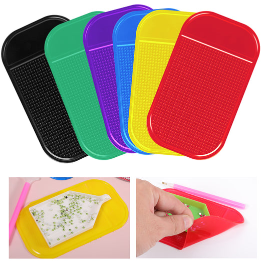 Xinjoduz 6 PCS Anti Slip Mat, 5.51×3.34 Inch Light Pad for Diamond Paint Coasters Sticky Gel Pad Non-Slip Plastic Universal Mount Holder for Holding Tray 5D Diamond Paints Accessories(6 Color)