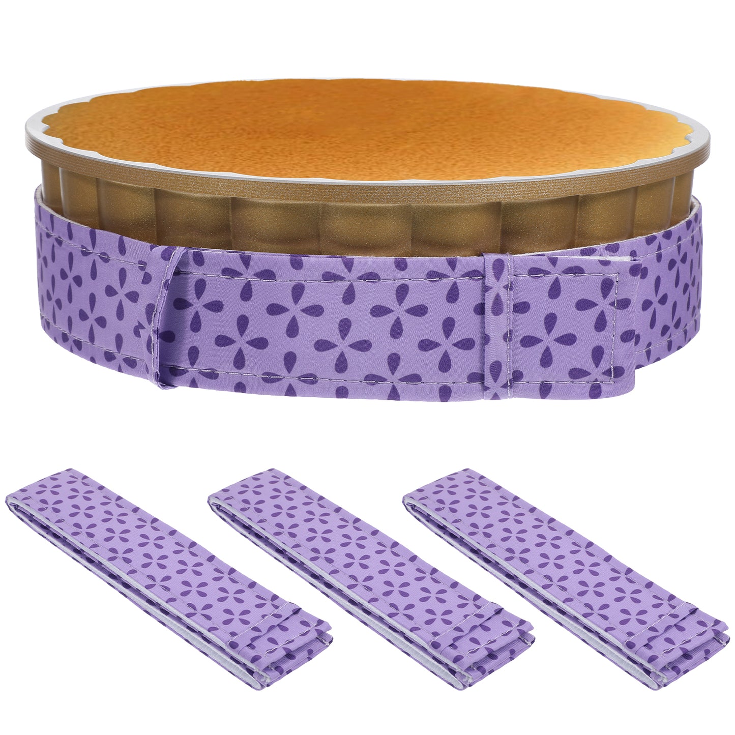 Nogeqi 3 Pcs Cake Strips for Even Baking, Baking Strips for Cake Pans, Anti Scald Strip for Kitchen Bakery Restaurant Even Baking(Purple)
