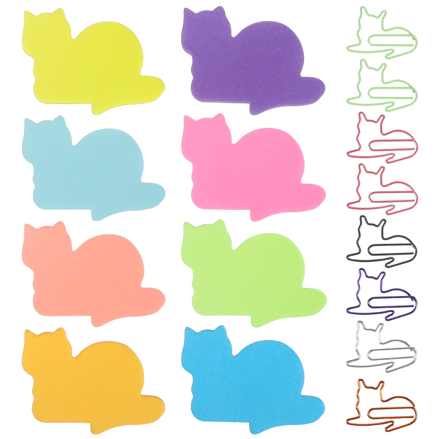 Ymapinc Cat Sticky Notes - 240 Pcs Colorful Shaped Memo Pads with Paperclips, Cute Stationery for Office & School Supplies
