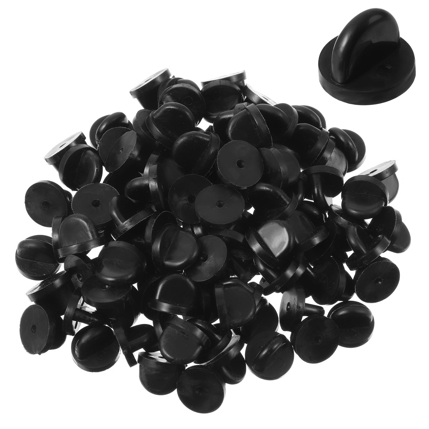 Mabor 200Pcs Rubber Pin Backs, Pin Safety Backs for Brooch Tie Hat Badge Insignia, Black Pin Keepers, Rubber Lapel Pin Backs for Replacement Uniform Badges Backing Holder Clasp