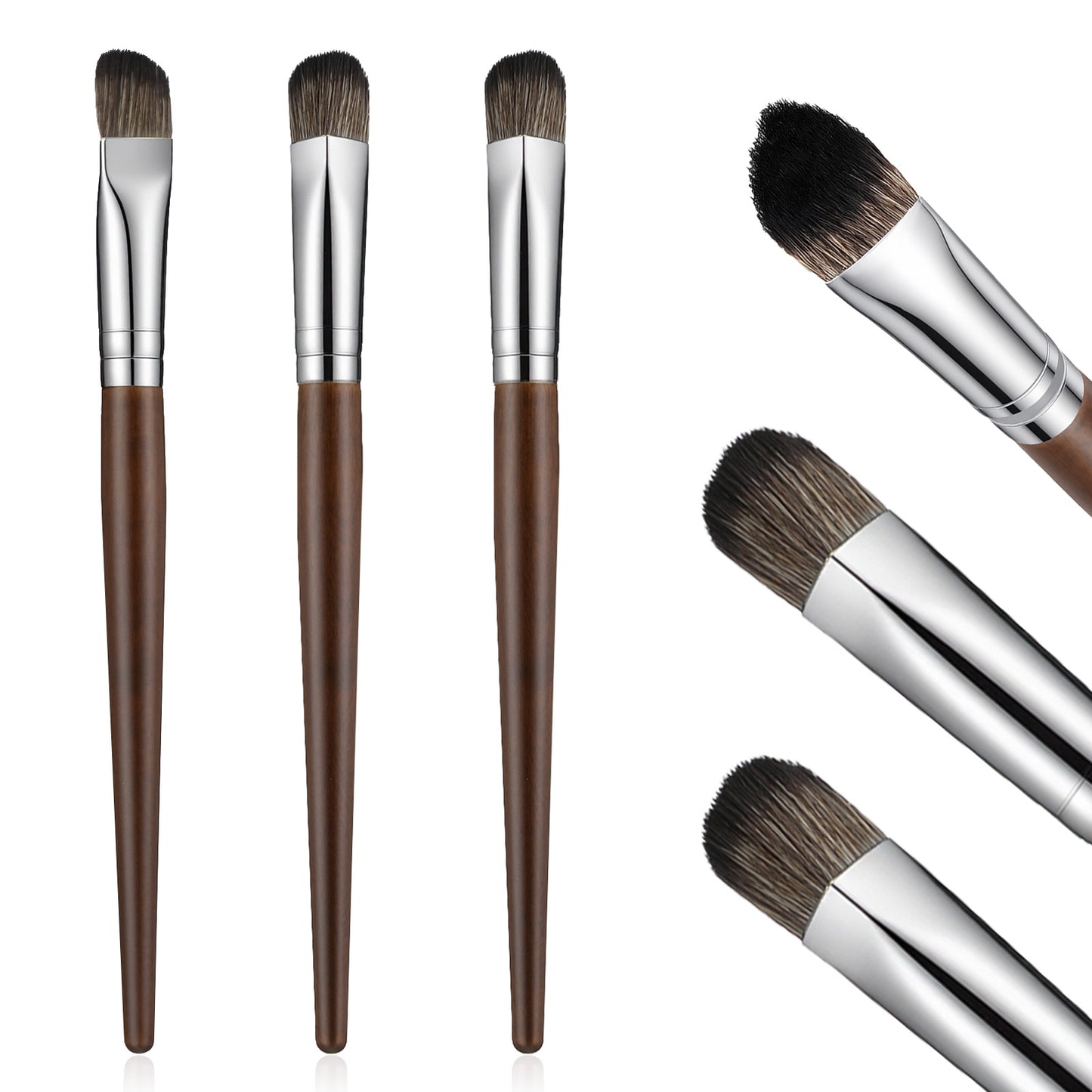 3Pcs Under Eye Concealer Brush Nose Contour Brush Flat Makeup Concealer Brushes for Under Eye, Blemishes, Highlight Nose Contouring Coverage Dark Circles