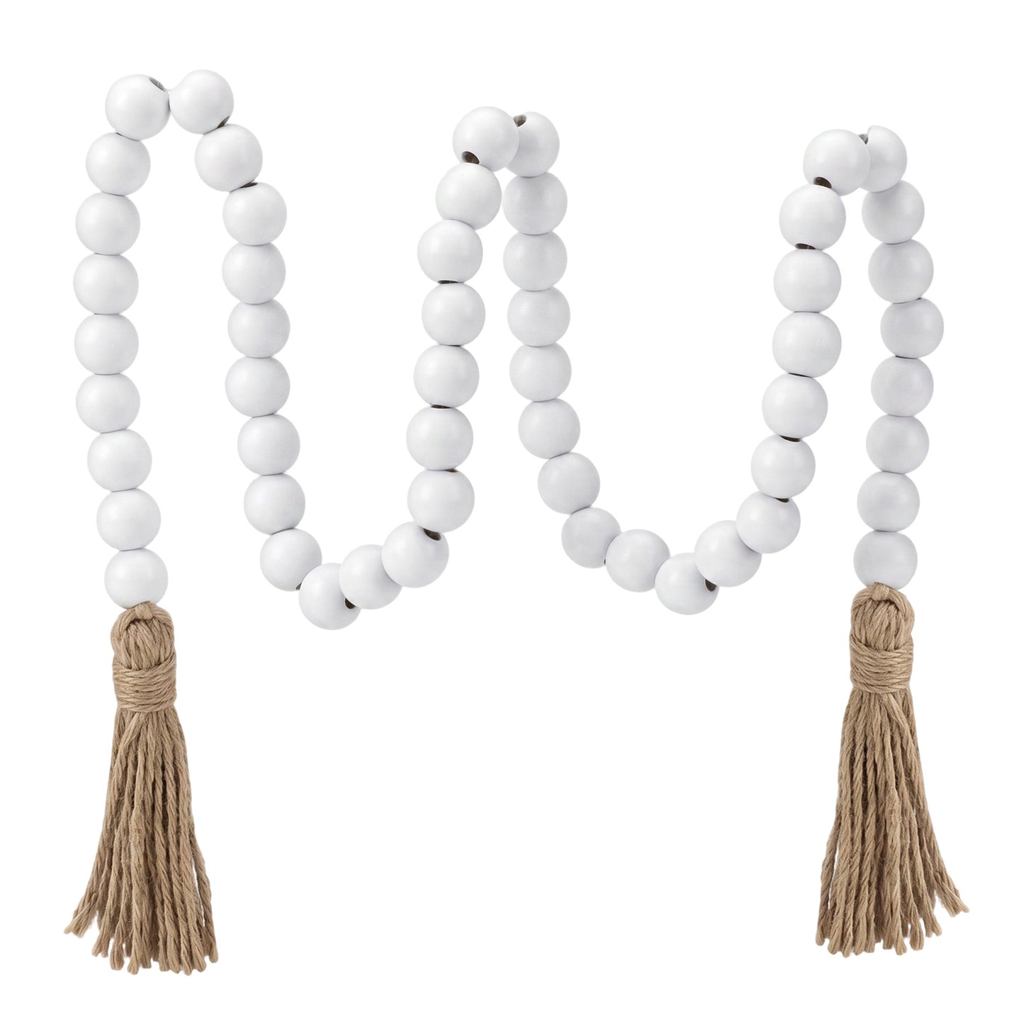 Sorcristy 39in Wood Bead Garland With Tassels Wooden Beads Decor Farmhouse
