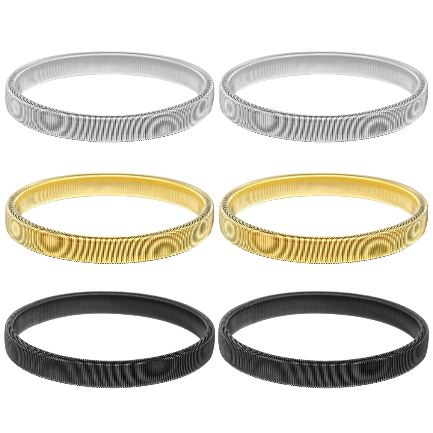 Ymapinc 6 Pieces Sleeve Holders for Women, Sleeve Garters for Men, Shirt Stays Shirt Holders for Men, Anti-Slip Stretchy Metal Armbands Fixing Long Sleeves, Black Gold Silver