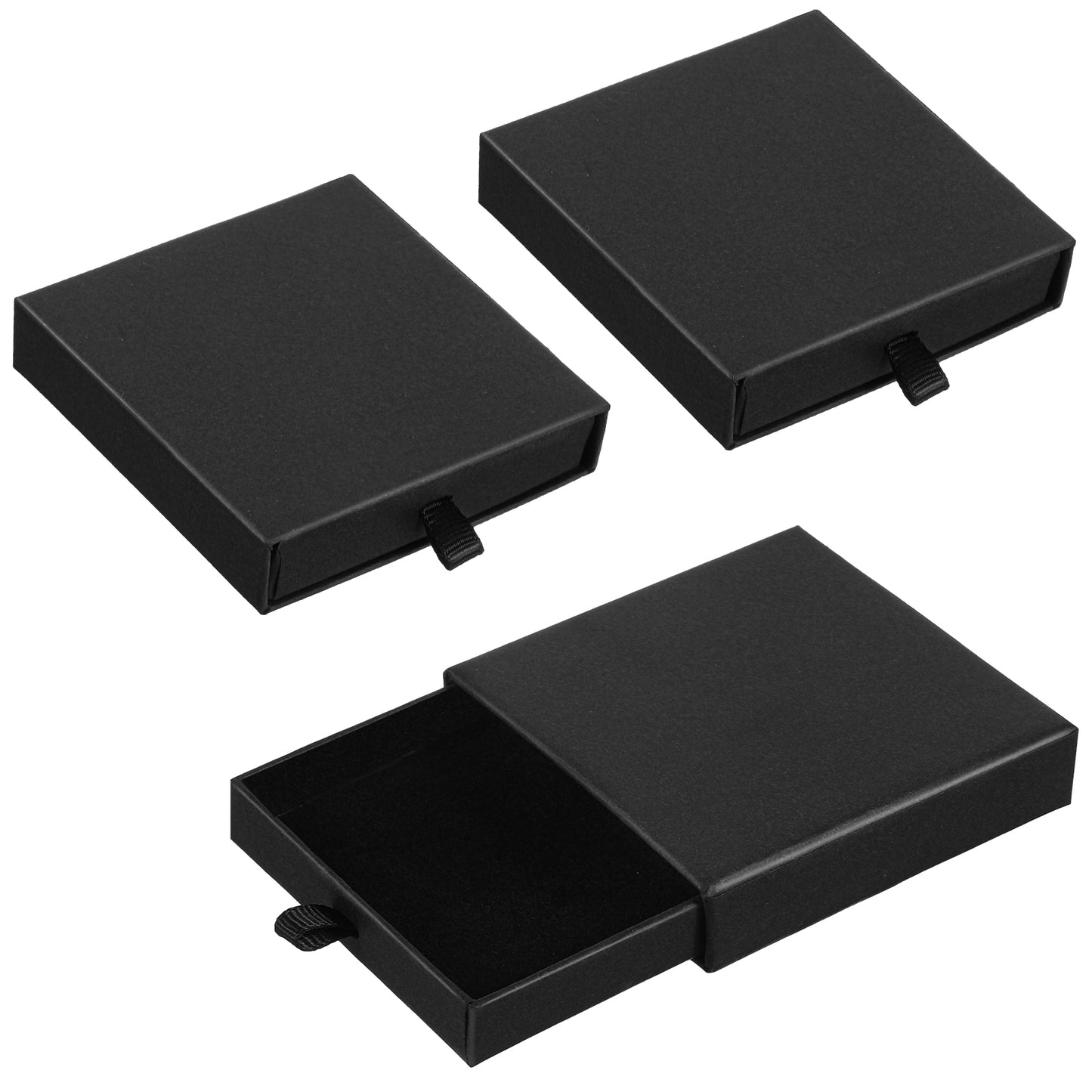 Nogeqi 3 Pack Small Jewelry Box, Cardboard Jewelry Gift Box, 2.76x2.76x0.67in Square Small Gift Boxes Storage Case for Bracelets Earrings Necklaces Gifts (Black)