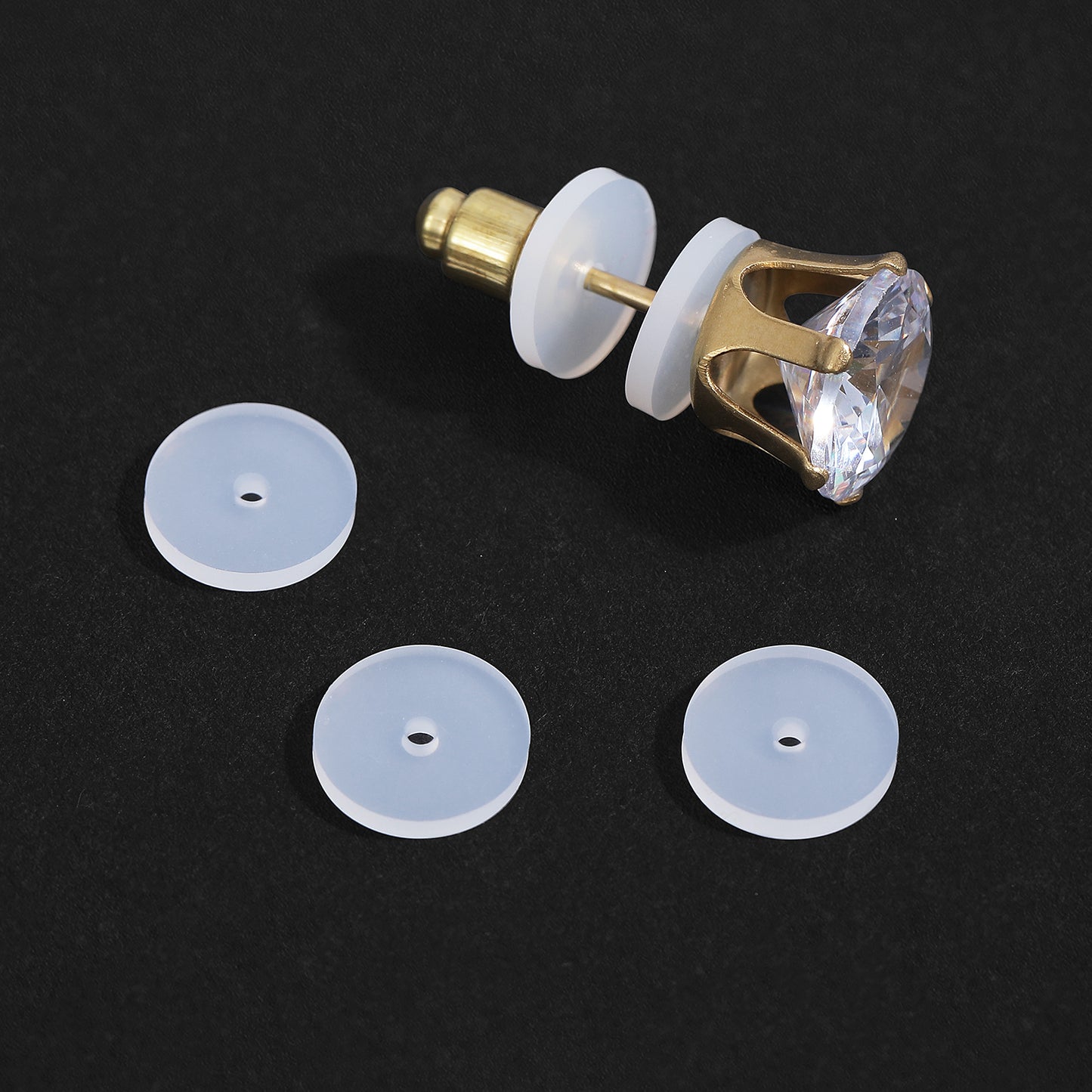 Mabor 100Pcs Silicone Earring Backs Stopper for Piercings, Clear Discs Stabilizer Pads for Healing Non Pull Earlobe Support Patches, 7mm