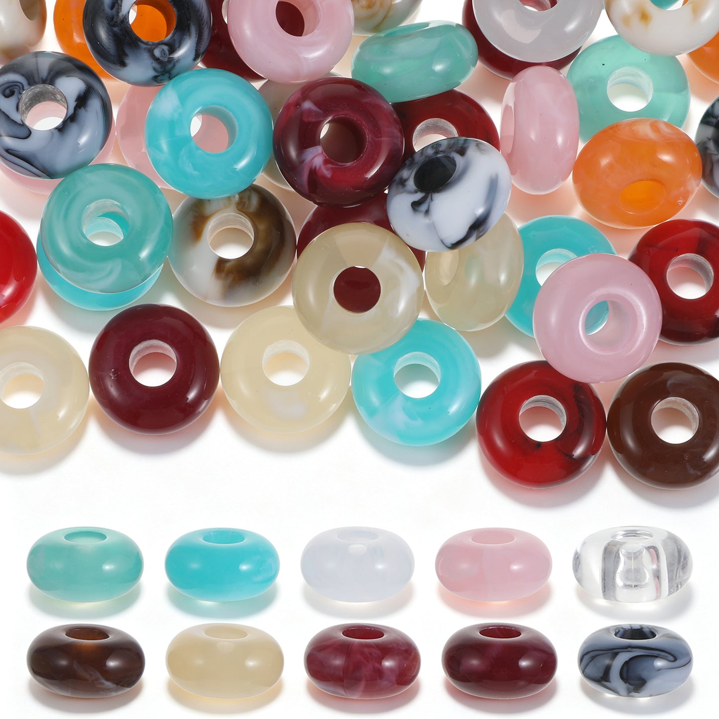 Bnehmb 80PCS Round Acrylic Beads for Craft Large Hole Hair Beads for Braids