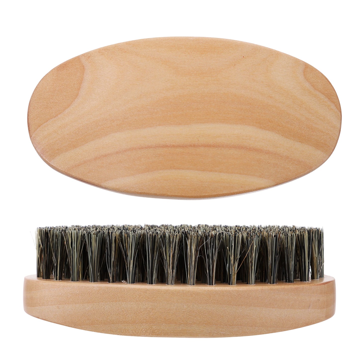 2PCS Beard Brush & 360 Wave Brush for Men, Medium Hard Palm Brushes for Laying Down 360 Waves, Wooden Handle, Soft Nylon Brushes For Fuller, Thicker Hair, Beard & Mustache