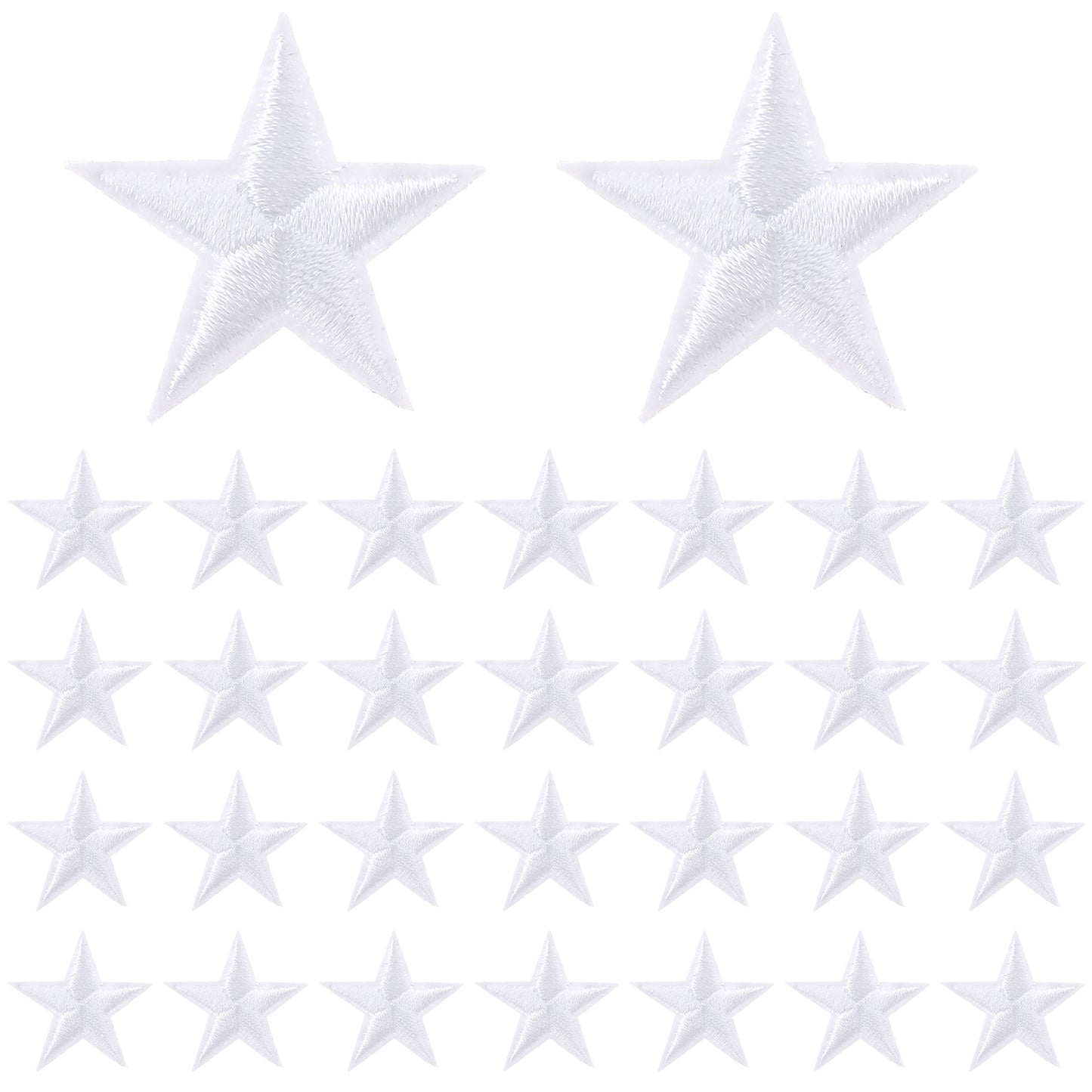 30 Pcs Star Iron On Patches Sew Embroidered Patches Appliques Embellishments for Clothing Jackets Backpack Hats Repairing Decorations Appliques Decoration Accessories Women 1.14 Inch White