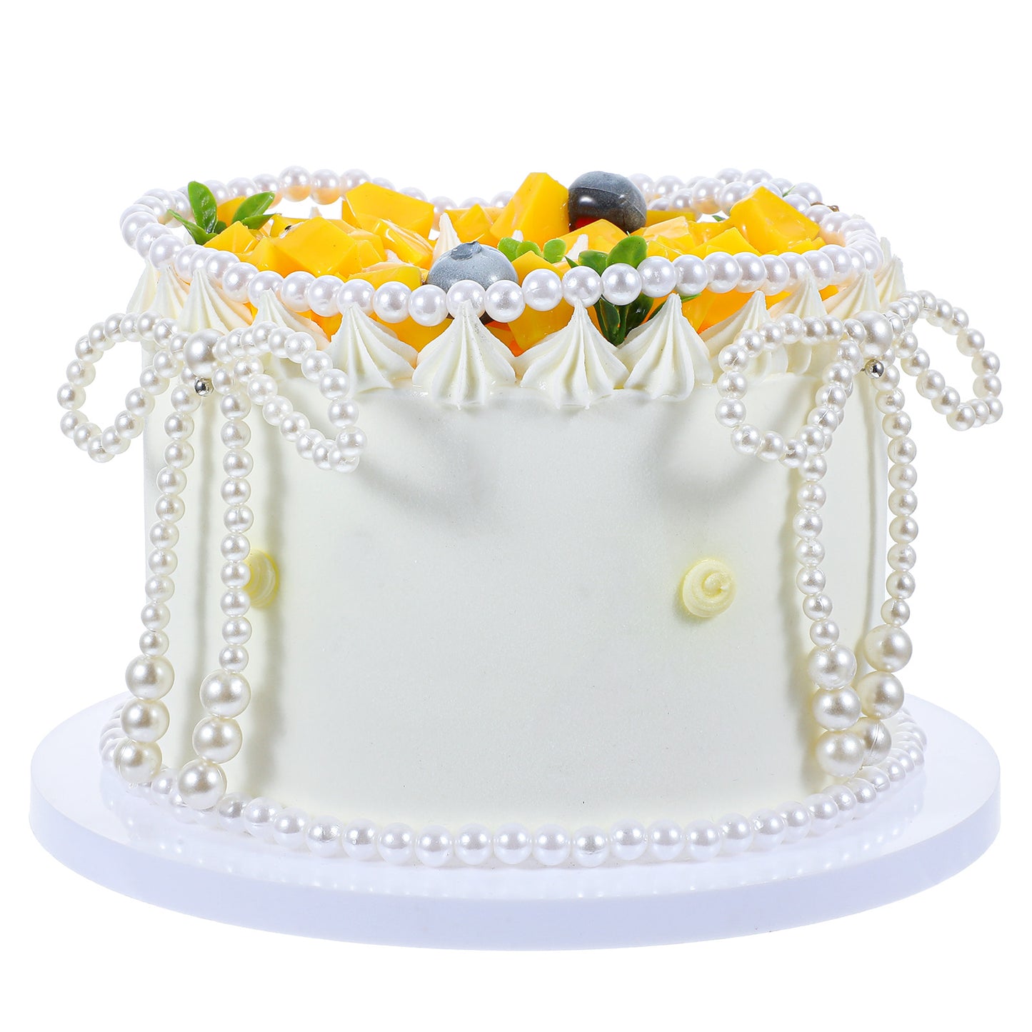 Pearl Bow Cake Decorations Pearl Bows for Bouquets Cake Toppers Pearl Chain Cupcake Bow Dots Cake Decoration for Children's Birthday Baby Shower Party Cake Decorations Supplies DIY Accessories