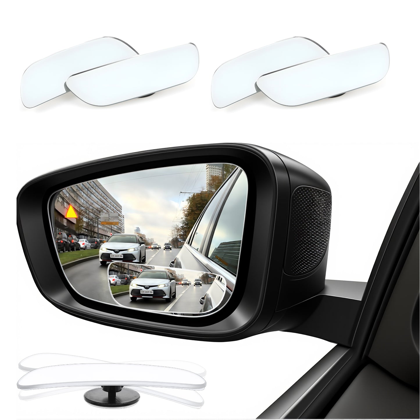 2 Pack Rectangle Blind Spot Mirror For Cars, Adjustable Car Auxiliary Universal Wide Angle Mirror For Universal Cars Truck Glass, Silver, 1.14×38.43inches