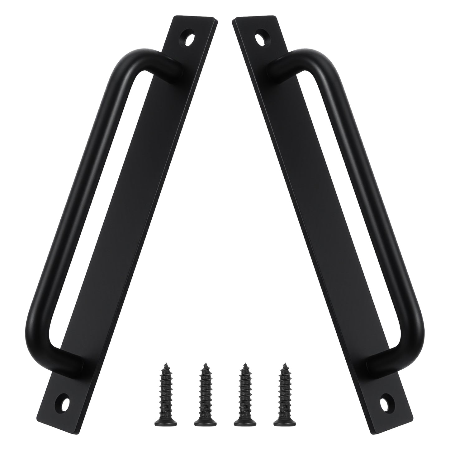 2 Pcs Barn Door Handle,Barn Door Handles Matte Black,Cabinet Handle Doors Pull Handle Zinc Alloy Doors Pulls with Plate,Heavy Duty Black Metal Pulls for Sliding, Garage, Shed, Gate, Closet