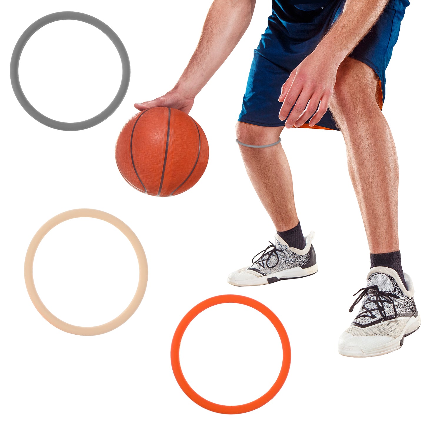 Ymapinc 3PCS Patellar Tendon Support Strap Knee Bands for Basketball, Silicone Knee Brace for Men and Women Running, Sports Patella Tendon Knee Strap for Pain Relief Breathable(Nude, Grey, Orange)