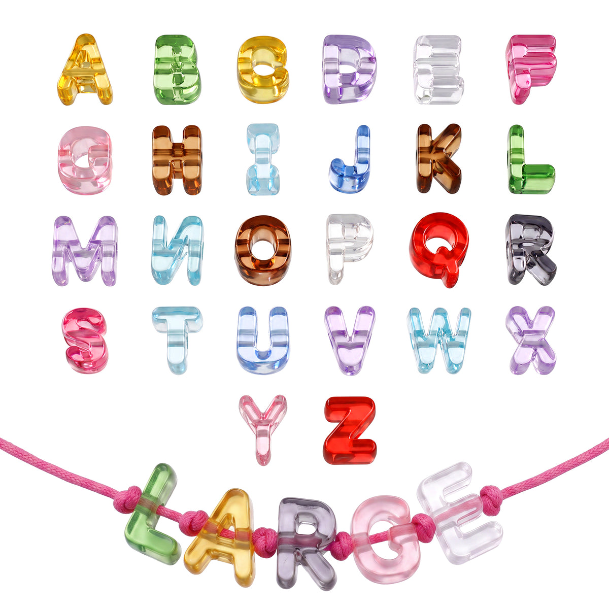 Quvvarly 26Pcs Alphabet Beads, Chunky Bubble Acrylic Large Letter Beads