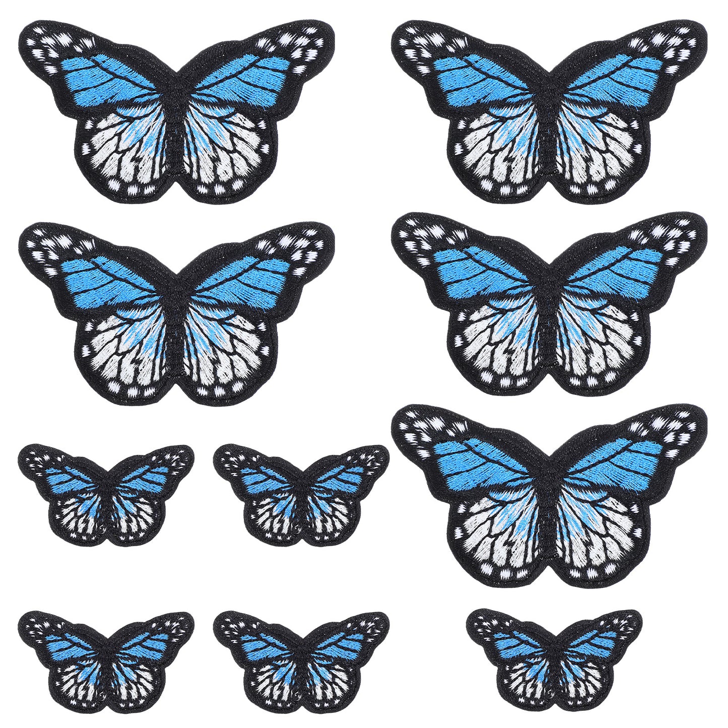 10pcs Blue Butterfly Iron On Patches for Clothes, Ymapinc Cute Embroidered Sew On Patches for Clothing, Bags & Jackets, Monarch Butterfly Decorations Accessories, Applique Patch for Hats & T-Shirts