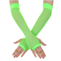 Mabor Fishnet Gloves, Neon Fingerless Arm Sleeves Green Gloves Retro Mesh Costume Accessories for 80s Party Halloween Rave Women