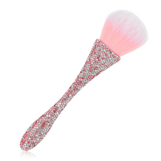 Ymapinc Pink Shiny Rhinestone Nail Duster Brush - Women Face Make Up Dust Brush for Nails Clean Up, Powder Remover, Nail Trimming Cleaning Tools, Dusting Makeup Cosmetics Tool