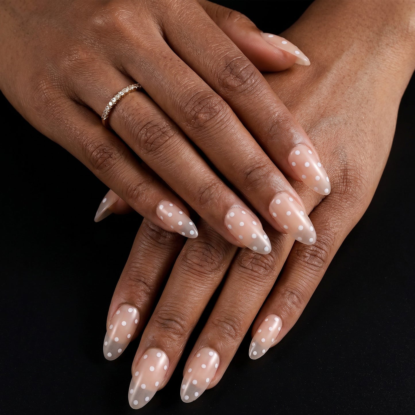Ouligay Polka Dot Press on Nails Short Almond Fake Nails Pink False Nails with White Dots Design Full Cover Stick on Nails Reusable Spring Summer DIY Nail Art Kit for Women Gift 24 PCS