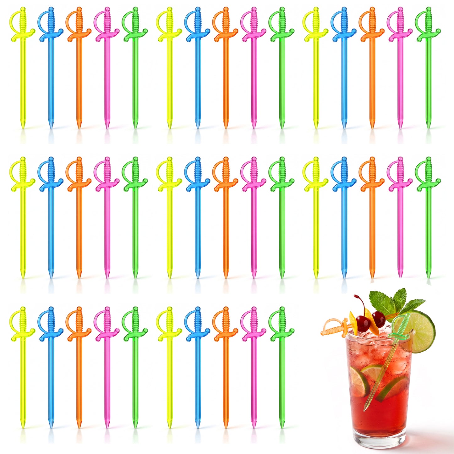 Shimmeroo 200Pcs Plastic Sword Toothpicks - 3.3 Inch