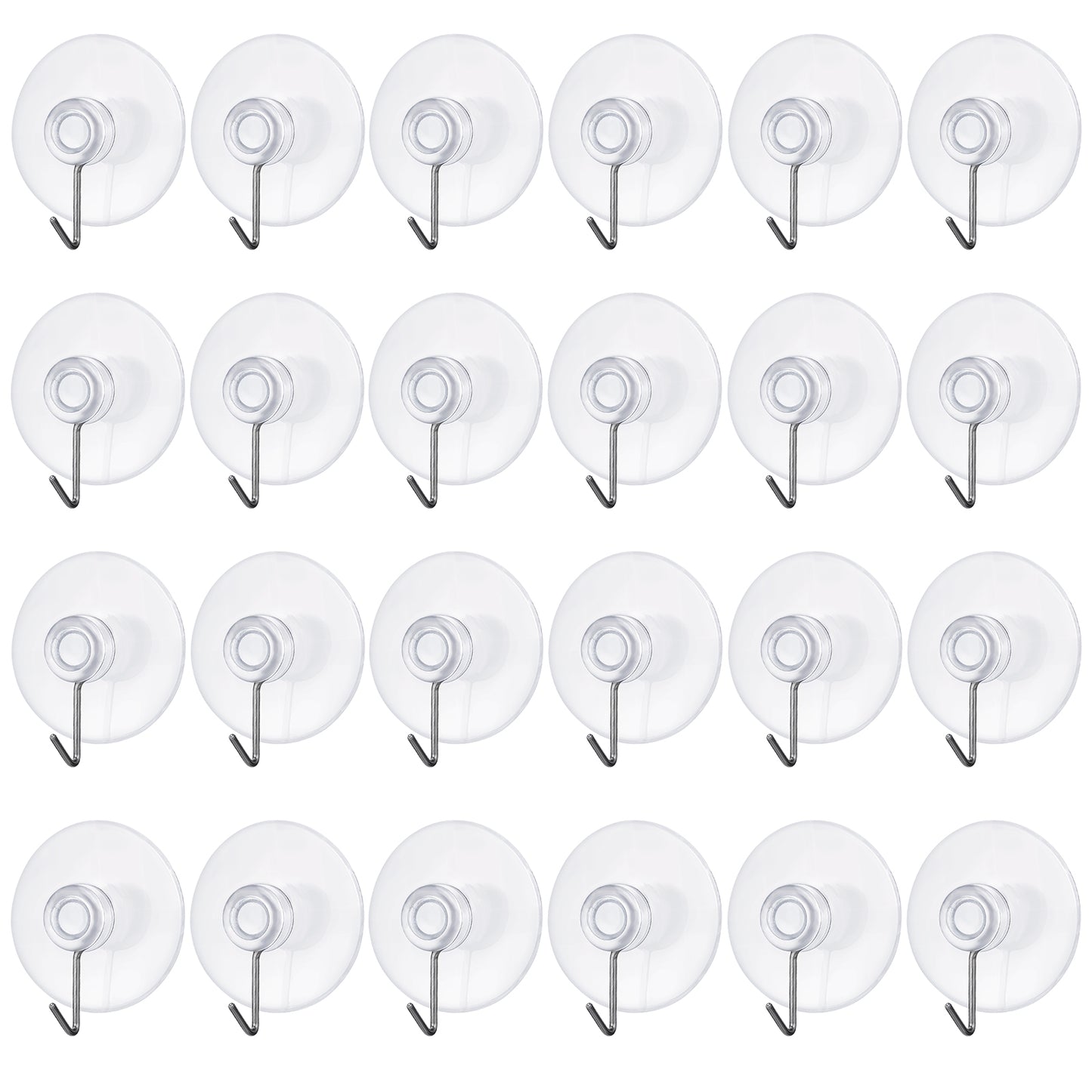 Ouligay 24Pcs Suction Cup Hooks | Window Suction Hooks for Hanging | Suction Hooks for Bathroom | Sucker Hooks | Window Suckers | 4cm Clear PVC with Metal Hooks