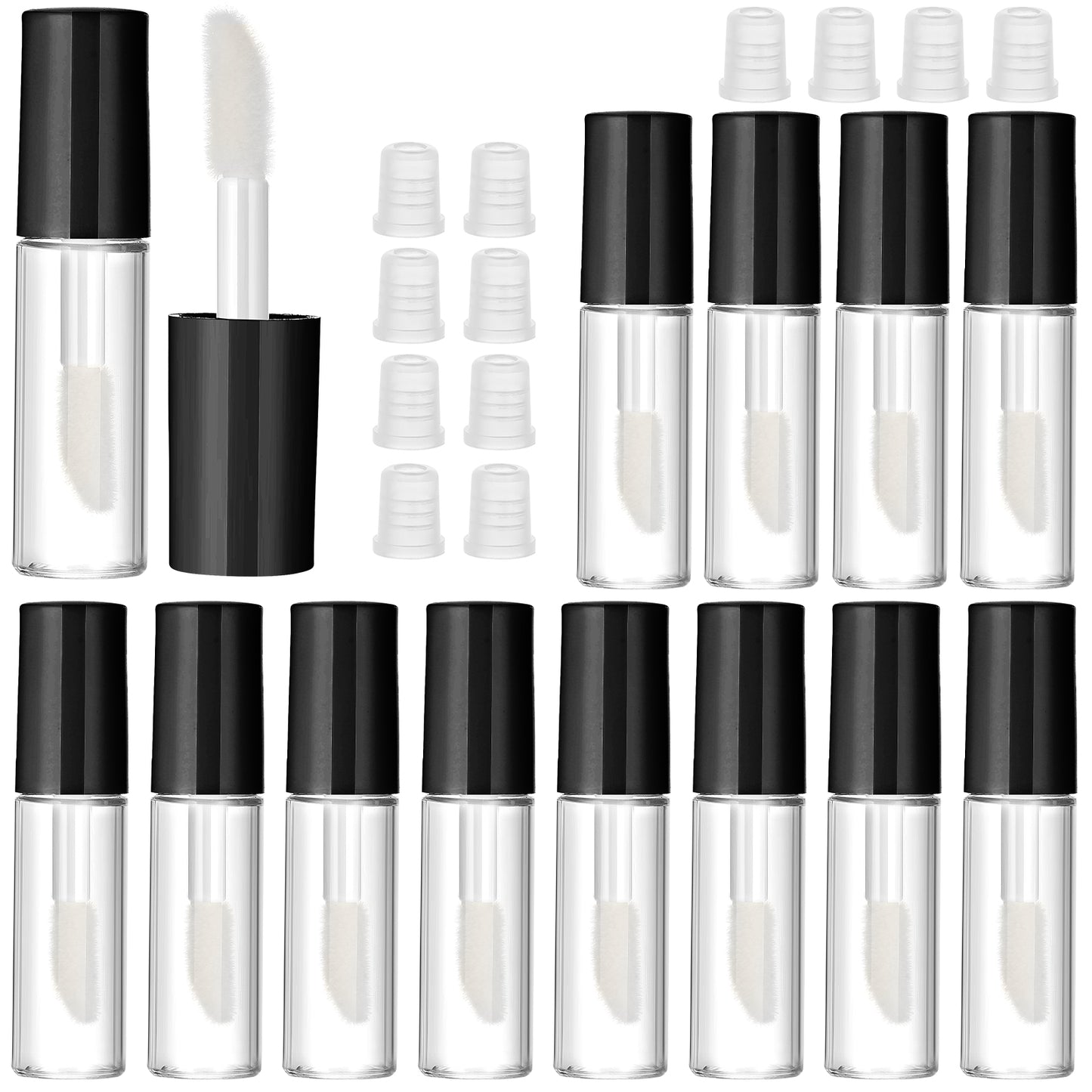 1.2ml 12 PCS Empty Lip Gloss Tubes with Wand Mini Lip Balm Gloss Containers Cute Plastic Lipgloss Tube Container Clear Refillable Lipgloss Making Supplies Kit for DIY Makeup(Black Tube Cap)