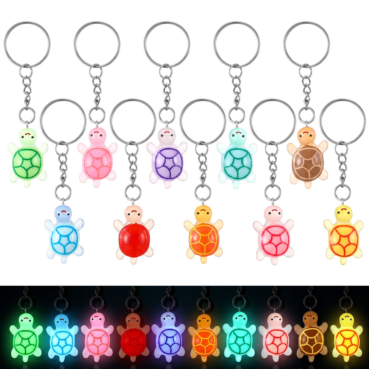Ymapinc 10Pcs Cute Resin Sea Turtle Keychain Set, Small Keychain Bulk Mini Keychains, Tiny Animal Turtle Keyrings, Beach Travel Backpack Keychains Pack Party Favors Gifts