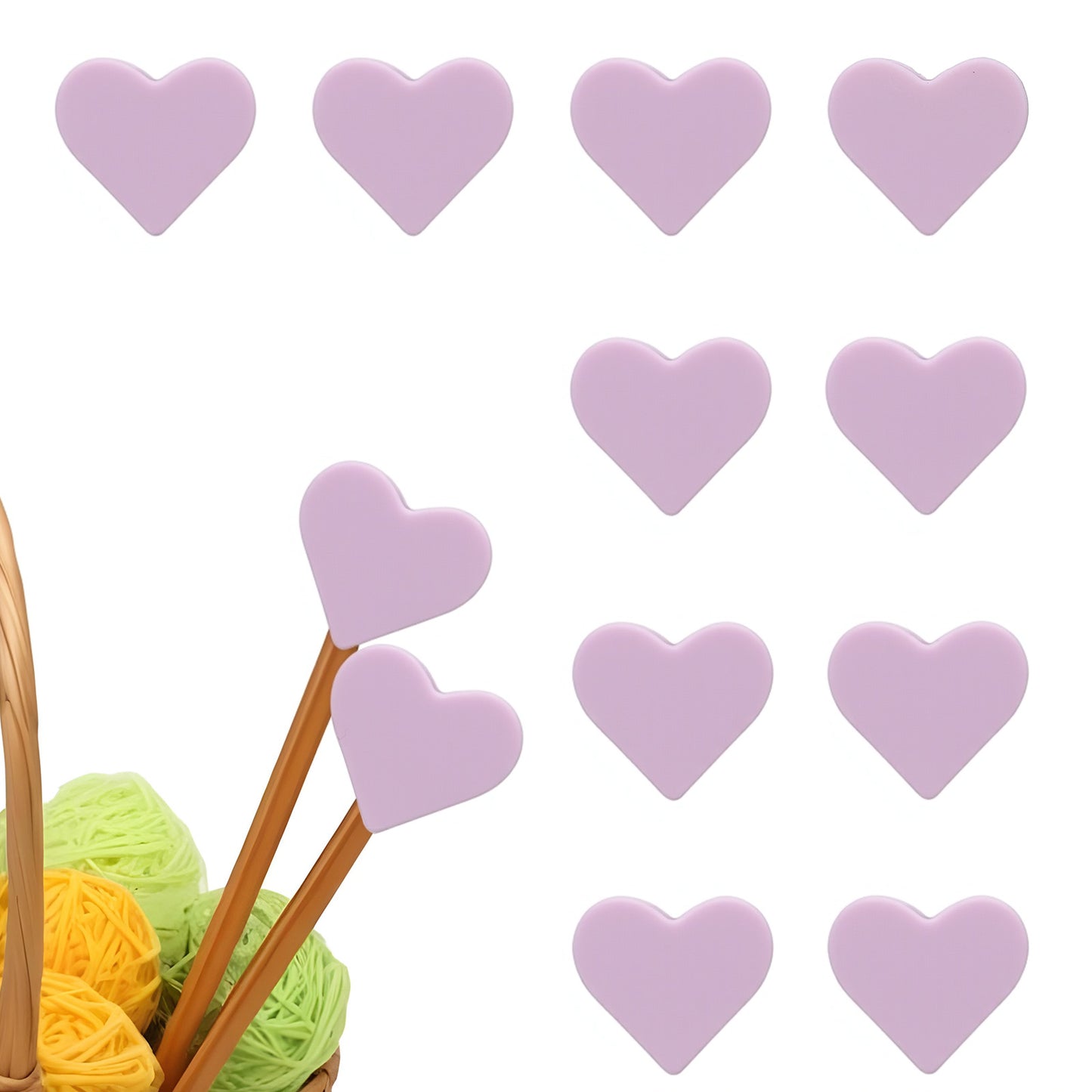 Chsoejuf 10PCS Heart Silicone Knitting Needle Stoppers Point Protectors