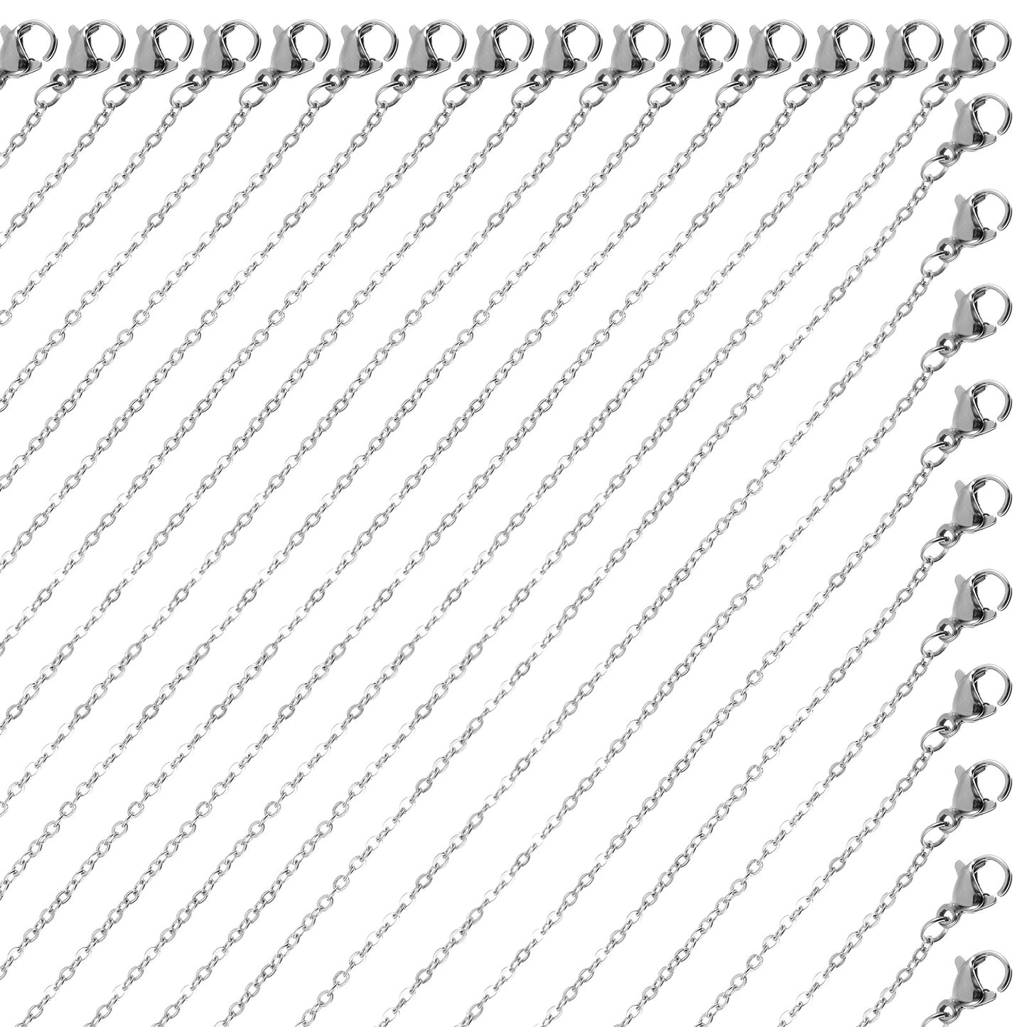 Matwsec 25 Pcs Silver Necklace Chain for Jewelry Making, Stainless Steel Necklace Chains Bulk Jewelry Chain with Lobster Clasps Fadeless Snake Cadenas for DIY Crafts Making (17.80 Inch)