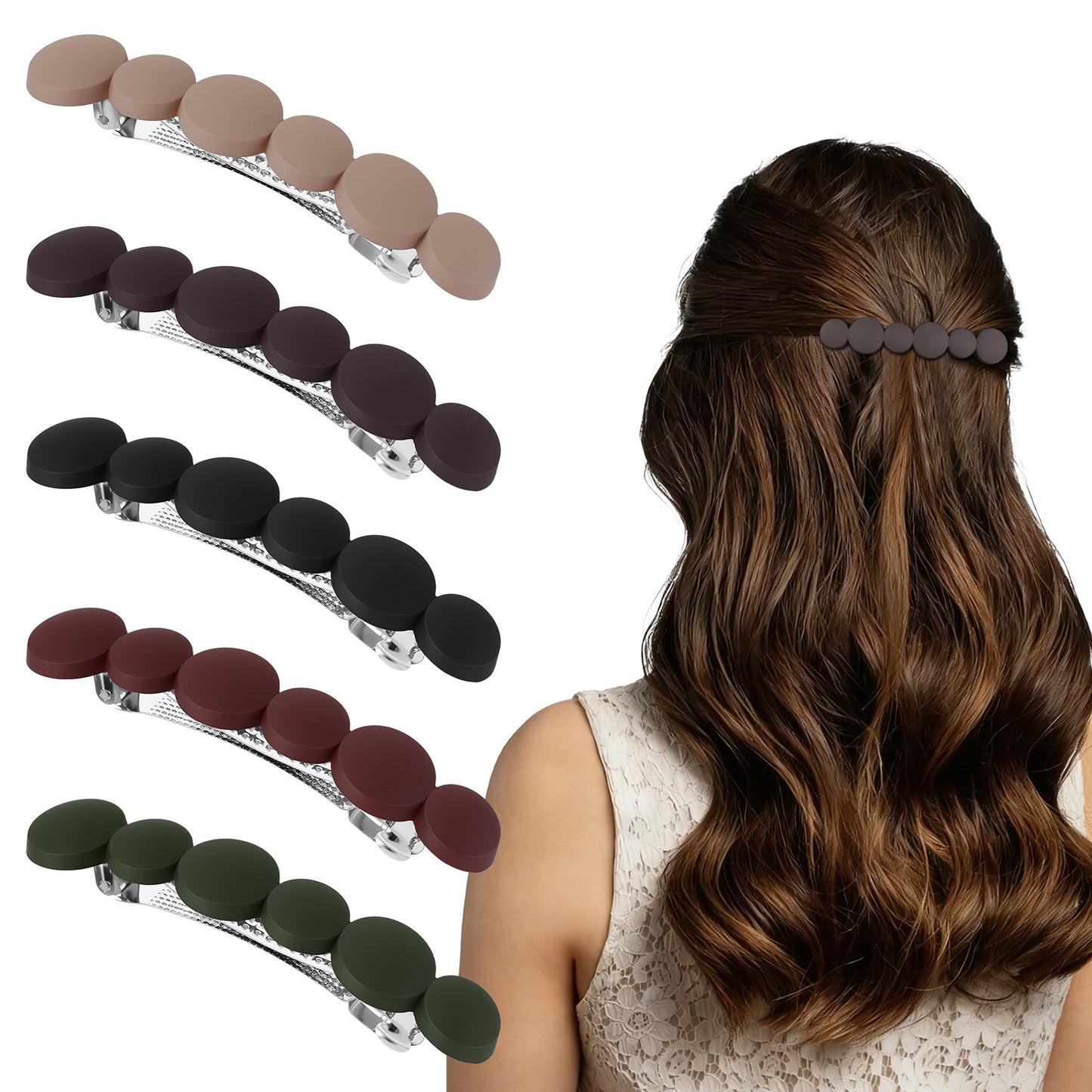 Mabor 5PCS French Hair Barrettes for Women - Matte Small Clips for Fine Hair, Versatile Barrettes for Styling