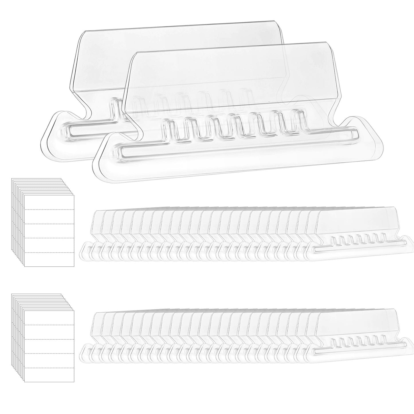 Hanging File Folder Tabs, 3 in Plastic Hanging Folder Labels and 2 in Paper Inserts, File Labels for Files Folders, Transparent Tabs for Quick Identification, 50PCS