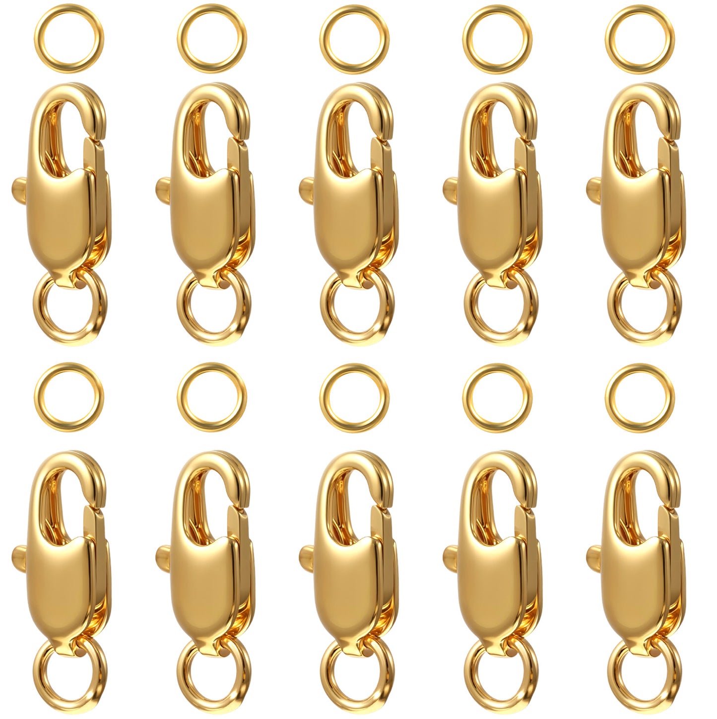 Ymapinc Gold Lobster Clasps for Jewelry Making, Closures with Jump Ring for Women Jewelry Making, Lobster Claw Clasps for DIY Bracelet Necklace Bracele