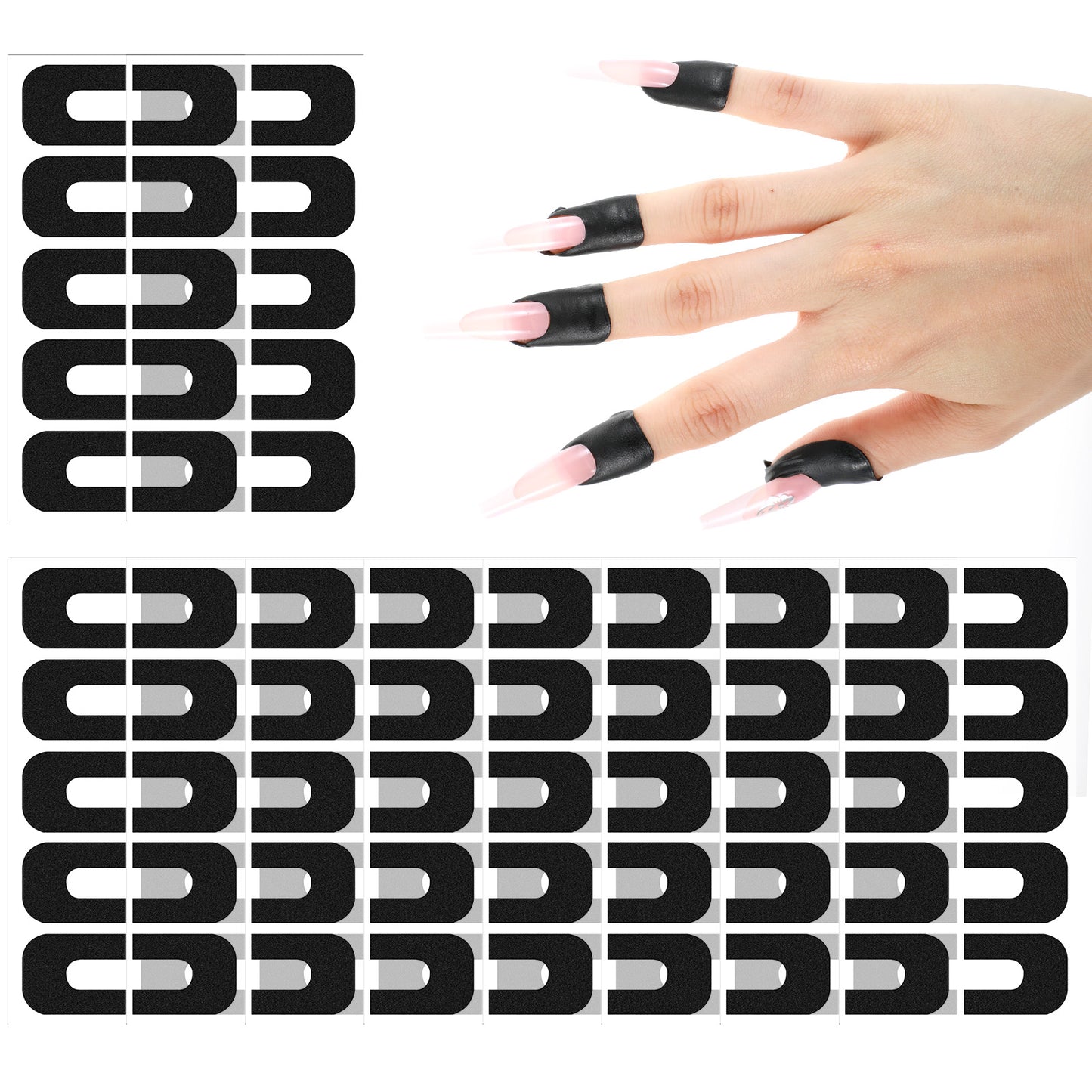 100Pcs Nail Polish Protector For Fingers, Cuticle Protector For Nail Painting, U Shape Latex Nails Polish Barrier, Peel Off Skin Cuticle Protectors, Black Nails Guard Tape